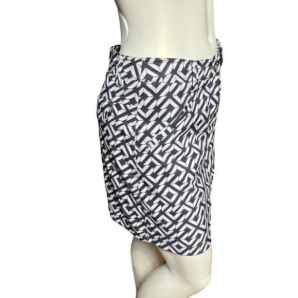 N'vo by Lancot Women's Black and White Geometric Print Skirt Size 4 - Picture 9 of 13